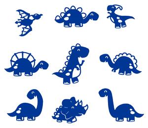 Dinosauři 9ks - velká sada - samolepky na zeď Barevná varianta: modrá