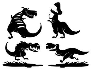 Dinosauři 4ks - samolepky na zeď Barevná varianta: černá