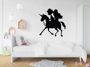 Princ s princeznou na koni - hlava - samolepky na zeď Barevná varianta: černá