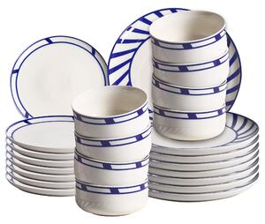 Sada 24 kusů nádobí SHISO Porcelán Bílá/Modrá