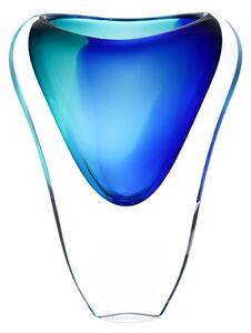 Artcristal Bohemia Skleněná hutní váza 05, modrá a tyrkysová, 15 cm | České hutní sklo