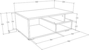Konferenční stolek Sulas 80x50 Cm, Bílý