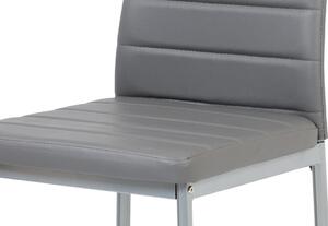 Autronic Jídelní židle DCL-117 GREY, ekokůže tmavě šedá/šedý lak