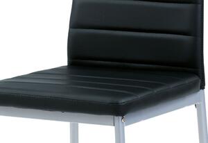 Autronic Jídelní židle DCL-117 BK, ekokůže černá/šedý lak