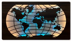 "Mapa světa rovnoběžky" světelný RGBW obraz 230V 125x73cm provedení povrchu: dub B