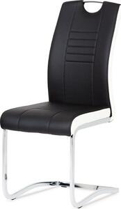 Autronic Pohupovací jídelní židle DCL-406 BK, ekokůže černá s bílými boky/chrom