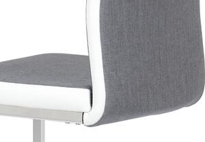 Autronic Jídelní židle DCL-410 GREY2 chrom / šedá látka + bílá koženka