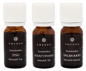 Set vůní do sauny Emendo 3x10ml / Salmiak, Borovice, Sisu