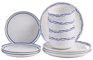 Sada 12 kusů nádobí AMCHUR Porcelán Bílá/Modrá