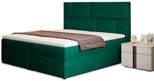 Boxspringová postel s úložným prostorem 160x200 FARELO - láhvově zelená