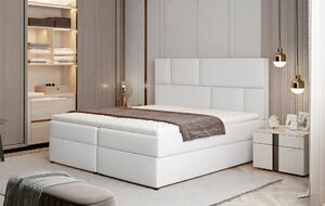 Boxspringová postel 140x200 FARELO - bílá eko kůže