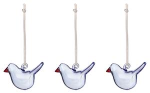 Iittala Skleněné ozdoby ptáčci Oiva Toikka, modré / 3ks
