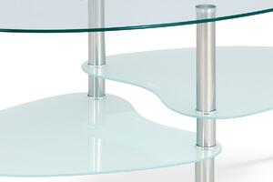 Autronic Oválný konferenční stolek GCT-301 MIL1, čiré sklo/leštěný nerez