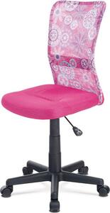Autronic Dětská židle KA-2325 PINK, růžová mesh, síťovina motiv/černý plast