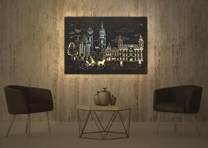 "Hradec Králové" světelný obraz 230V 100x70cm provedení povrchu: dub světlý