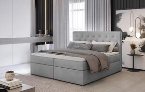 Kontinentální postel s úložným prostorem 160x200 LEVIRO - světle šedá