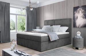 Kontinentální postel 140x200 OVARIO - tmavě šedá eko kůže