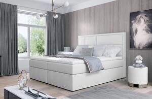 Kontinentální postel 140x200 OVARIO - bílá eko kůže
