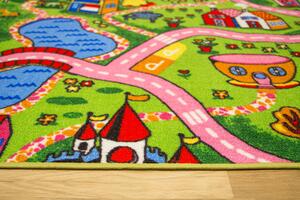 Balta Dětský kusový koberec Amazing Town Uličky Město růžový zelený Rozměr: 100x150 cm