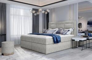 Boxspringová postel s úložným prostorem 160x200 TERIVO - béžová eko kůže
