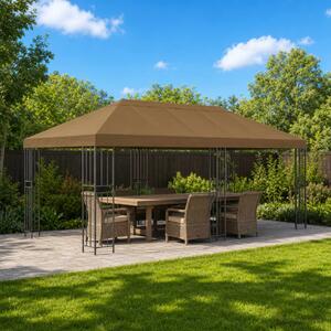 Zahradní altán 6 x 3 m Taupe Polyester a ocel 190 gsm 3375987
