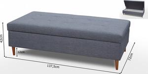 Falco Rohová sedací souprava Areon s taburetem, s úložným prostorem, pravá, šedá/Malmo 83