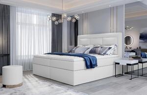 Boxspringová postel 140x200 TERIVO - bílá eko kůže