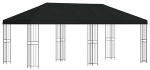 Altán s bočními stěnami 6 x 3 m Černá Polyester a ocel 190