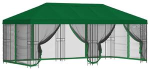 Altán s bočními stěnami 6 x 3 m Zelená Polyester a ocel 190
