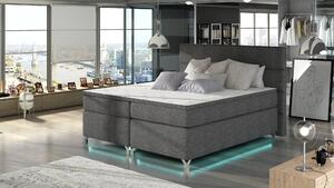 Boxspringová postel s osvětlením 140x200 ESTORIA - tmavě šedá