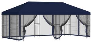 Altán s bočními stěnami 6 x 3 m Modrá Polyester a ocel 190