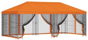 Altán s bočními stěnami 6 x 3 m Oranžová Polyester a ocel 190