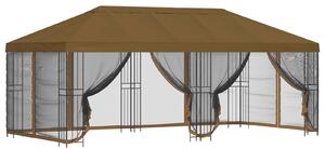 Altán s bočními stěnami 6 x 3 m Taupe Polyester a ocel 190