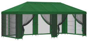 Altán s bočními stěnami 6 x 3 m Zelená Polyester a ocel 190