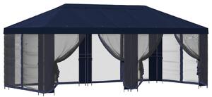 Altán s bočními stěnami 6 x 3 m Modrá Polyester a ocel 190