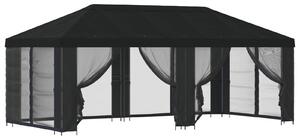 Altán s bočními stěnami 6 x 3 m Černá Polyester a ocel 190