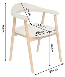 Designová jídelní židle Wadeline II krémová / přírodní hnědá