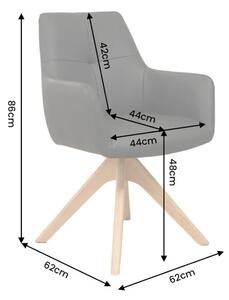 Designová otočná židle Devassy černá kůže / dub