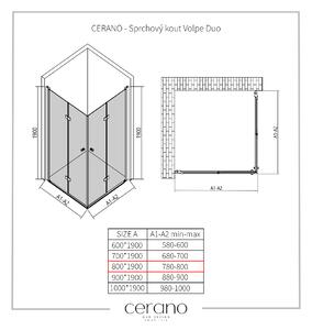 Cerano Volpe Duo, sprchový kout se skládacími dveřmi 80(dveře) x 80(dveře), 6mm čiré sklo, chromový profil, CER-CER-427363