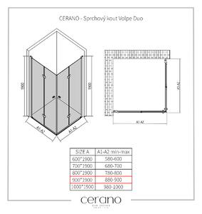 CERANO - Sprchový kout Volpe Duo L/P - chrom, transparentní sklo - 90x90 cm - skládací