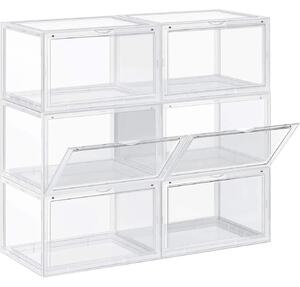 Box na boty, 6 stohovatelných organizérů na boty, transparentní
