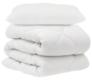 Sada přikrývek s polštářem 2 pcs Bílá Mikrovlákno