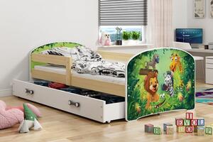 Falco Dětská postel Hubert 80x160 s úložným prostorem, borovice/jungle