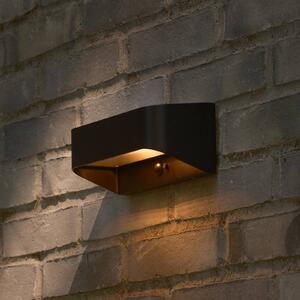 Nordlux Venkovní solární LED nástěnné svítidlo Marcellio, černá, se senzorem, IP54, Černá, Hliník, Moderní