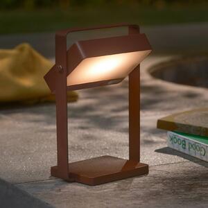 Nordlux Solární LED stolní lampa Saulio s LED, hnědá, IP44, hliník, USB, akumulátor, stmívatelný, Hnědá / rez, Hliník, Moderní
