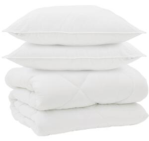 Zimní přikrývka s polštářem 3 pcs Bílá Mikrovlákno