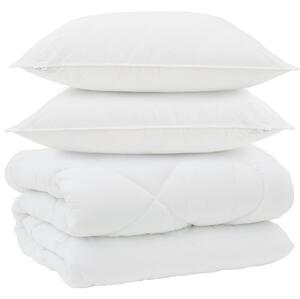 Zimní přikrývka s polštářem 3 pcs Bílá Mikrovlákno