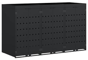 Úložný box na 3 popelnice Černá 204 x 77,5 x 121,5 cm