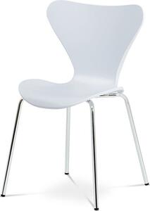 Autronic Plastová jídelní židle AURORA WT, bílá/chrom