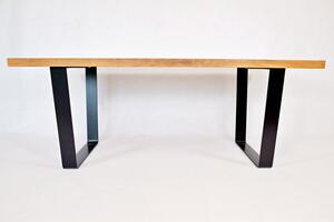 Majstrštych Jídelní stůl Raroh - designový industriální nábytek Velikost stolu (D x Š): 140 x 80 (cm), Typ a sukovitost dřeva: Dub s méně suky (0 Kč), Barva kovových nohou: Černá mat - RAL 9005 (0 Kč)